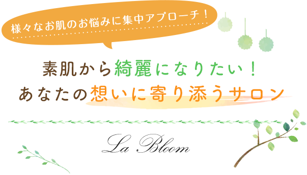 様々なお肌のお悩みに集中アプローチ！素肌から綺麗になりたい！あなたの想いに寄り添うサロンLa Bloom